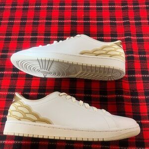 Jordan 1 retro center court White and Gold Sneakers